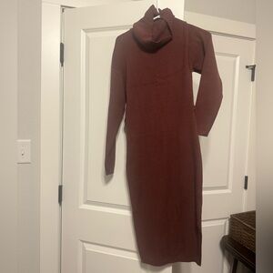 Rust Brown Long Sleeve Turtleneck Dress